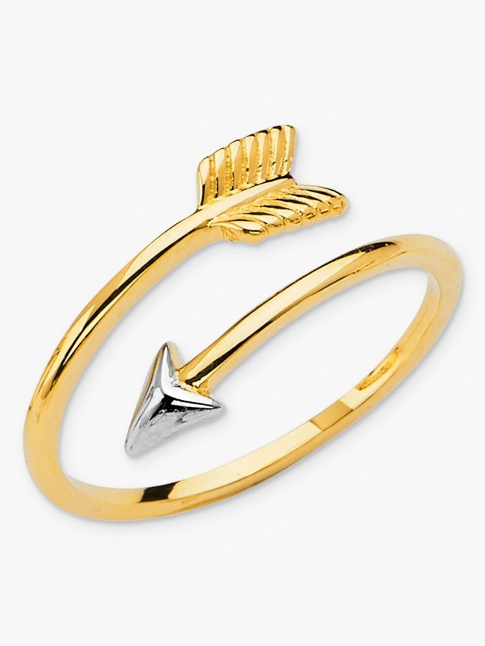 14K Solid Gold Two-Tone Arrow Ring Open Wrap Arrow Ring Dainty Ring